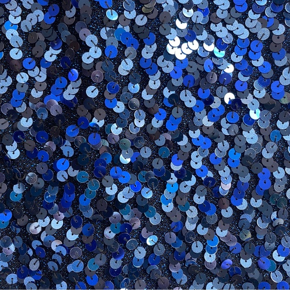 Vintage 90s Blue Sequin Mini Dress 10 Low Back Sleeveless Dopamine Glam Bodycon - Picture 7 of 9